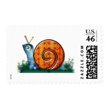 Sly Snail in Garden Grass Stamp