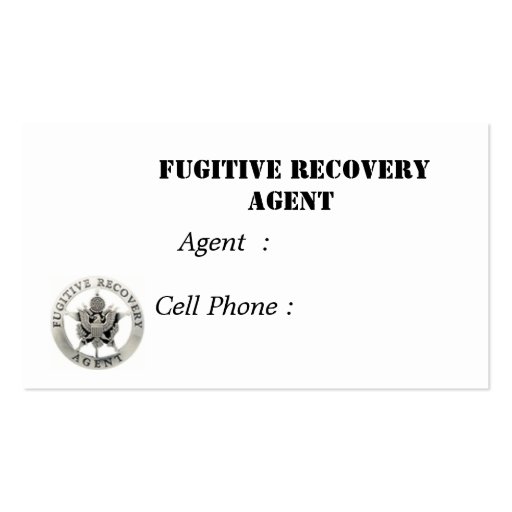 sm.badge,  Fugitive Recovery Agent, Agent  : Ce... Business Card