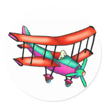 Small airplane round stickers