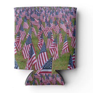 Small American Flag Rows Can Cooler