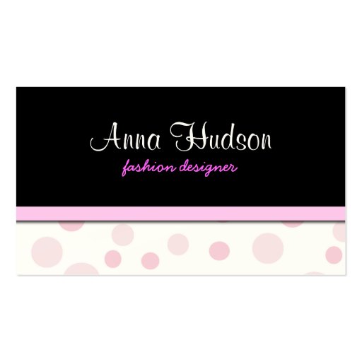 Small and Big Dots Ribbon Pale Pink White Business Card Templates (front side)