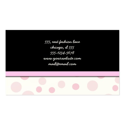 Small and Big Dots Ribbon Pale Pink White Business Card Templates (back side)