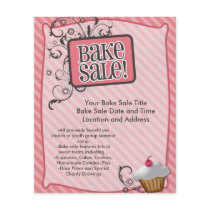 Small Bake Sale Flyers, Sweet Pink Swirls