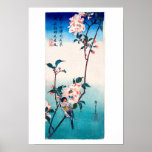 Small Bird On Sakura Branch 桜の枝にとまる小鳥 Posters