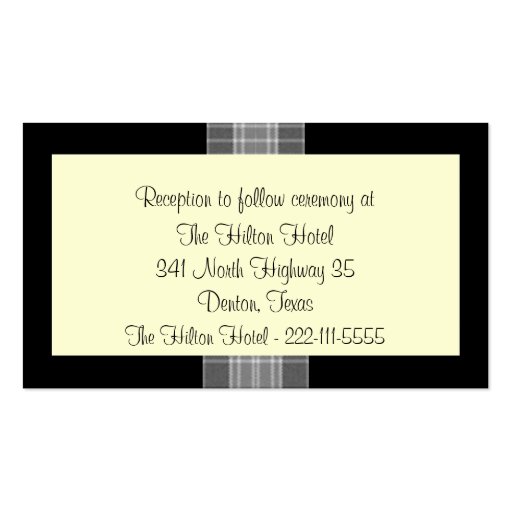 Small Black and White Wedding enclosure cards Business Cards (front side)