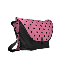 Small Black Polka Dots on hot pink Courier Bags
