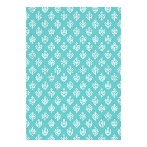 Small Blue Damask Bridal Shower Personalized Announcement