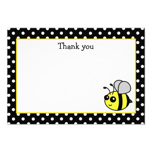 Small Bumble Bee Yellow Flat Thank You Note Cards Personalized Announcement