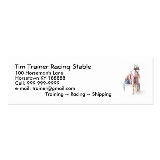 Small Business Cards for Horse Trainers (front side)