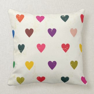 Small Colorful Hearts Pattern Throw Pillow
