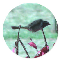 Small Cute Sparrow Flying In The Bushes With Red L Sticker