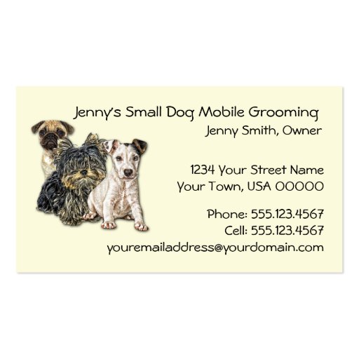 Small Dog Mobile Grooming 2012 Calendar Business C Business Card Templates (front side)