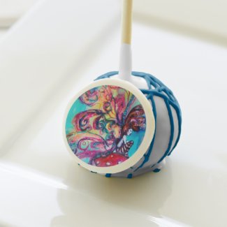 SMALL ELF OF MUSHROOMS ,pink yellow blue sparkle Cake Pops