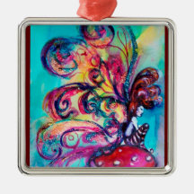 SMALL ELF OF MUSHROOMS VIBRANT RUBY ORNAMENTS