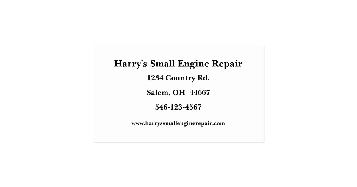 Small Engine Repair Business Card Zazzle
