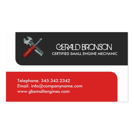 Small Engine Repair Business Cards (back side)