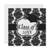small flourish black white damask design invites