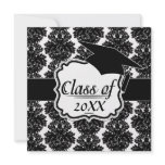 small flourish black white damask design invitations