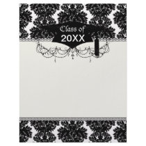small flourish black white damask design custom letterhead