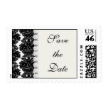 small flourish black white damask design postage stamp