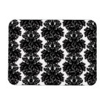 small flourish black white damask design rectangular magnets