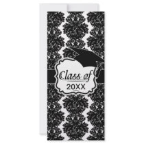 small flourish black white damask design rack card template