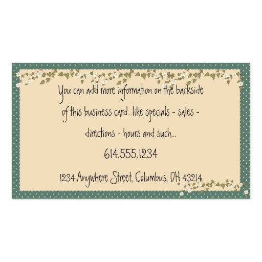 Small Flower Vines :: Country Business Cards (back side)