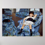 Small girl in the blue armchair by Cassatt Posters