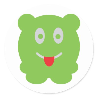 small green monster round stickers by Tomaniac small green monster