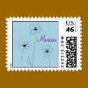small horizontal name stamp 3 flowers aqua/lav by smallfrypress small horizontal name stamp 3 flowers aqua/lav