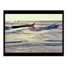 Small Kotzebue Boats at Kotzebue Sound in Winter Postcard