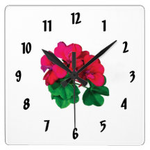 Small Magenta Geraniums Clock