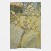 Small pear tree in blossom Kitchen Towel