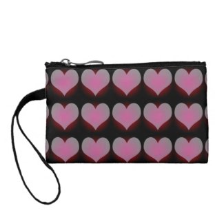 Small Pink Hearts Cosmetic Bags and Wristlets