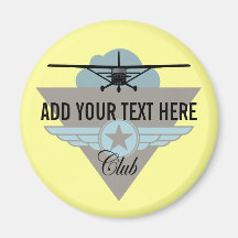 Small Plane Club Your Text Here Fridge Magnet