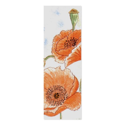 'Small Poppies' Small Bookmark Business Card Template (front side)