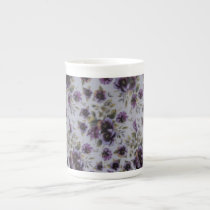 Small print pansy chintz porcelain mugs