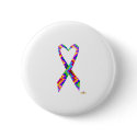 Small Puzzle Pieces Heart Shaped Awareness Ribbon buttons