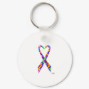 Small Puzzle Pieces Heart Shaped Awareness Ribbon keychains