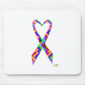 Small Puzzle Pieces Heart Shaped Awareness Ribbon mousepads