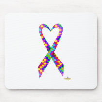 Small Puzzle Pieces Heart Shaped Awareness Ribbon mousepads