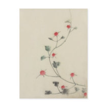 Small Red Blossoms On A Vine, Katsushika Hokusai postcards