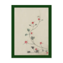 Small Red Blossoms On A Vine, Katsushika Hokusai postcards