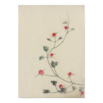 Small Red Blossoms On A Vine, Katsushika Hokusai posters by masterpiecesofart Small Red Blossoms On A Vine, Katsushika Hokusai posters