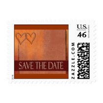 Small save the date gold and brown stamps