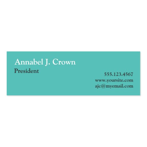 Small solid teal company logo traditional custom business card (front side)