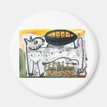 Small space ship, in dogs autumn fridge magnets