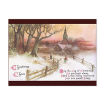 Small Town and Church at Sunset in Winter postcards by pinkalmond Small Town and Church at Sunset in Winter postcards