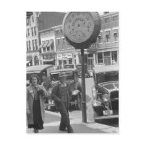 Small Town, Big Clock, 1930s Postcard