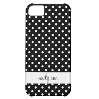 Small White Polka Dots on Black Pattern iPhone 5C Case